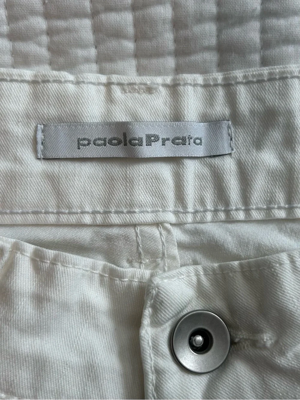 Paola Prata Cropped Wide Leg Grommet Embellished Jeans SZ IT 38 US 0 White